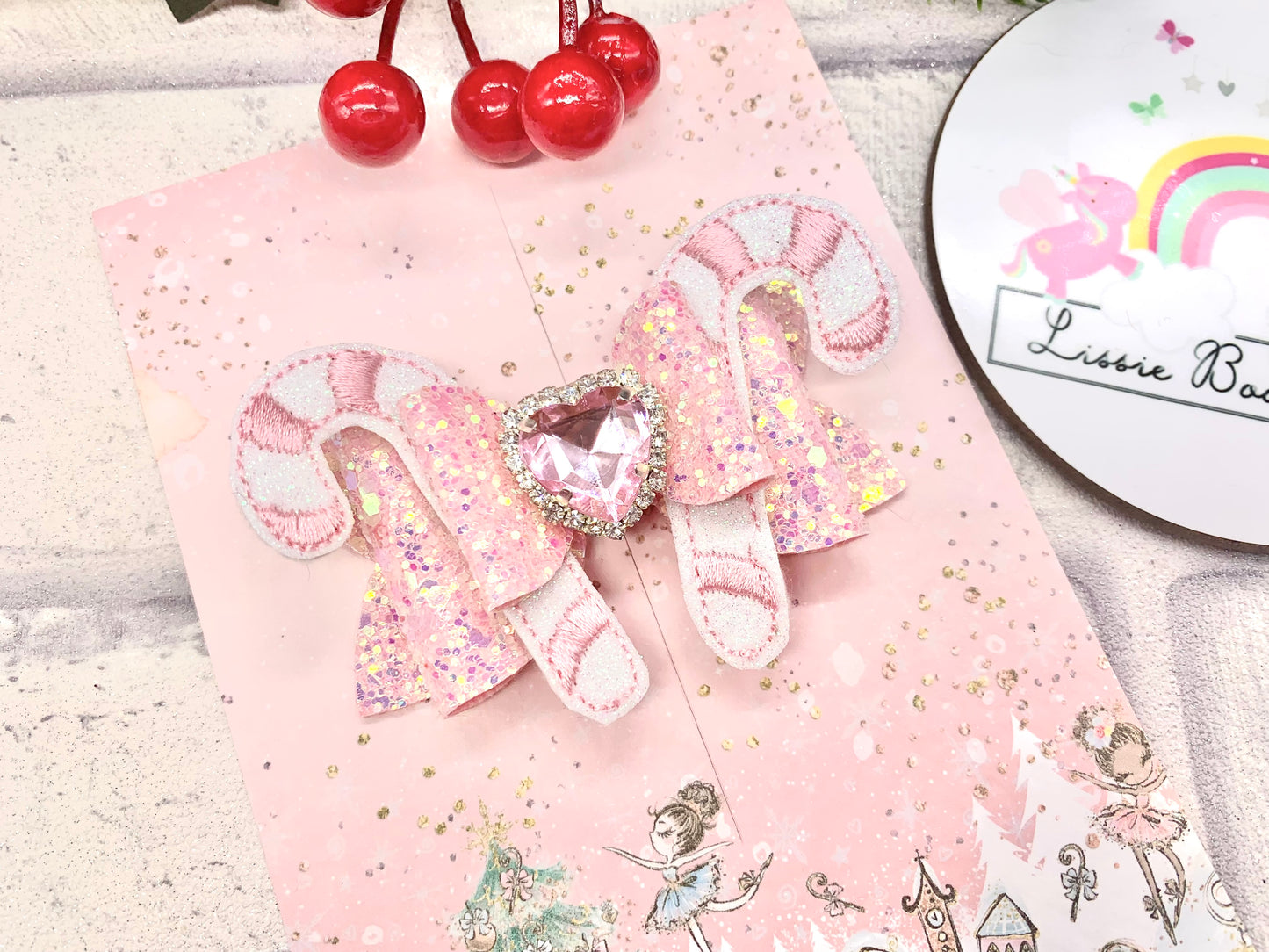 3.5” Candy cane feltie hair bow (red and pink available)