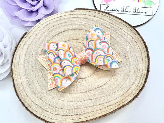 3.5” Peachy rainbows hair bow