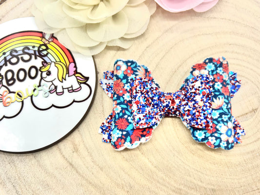 Royal floral Rhaya hair bow 3.5”