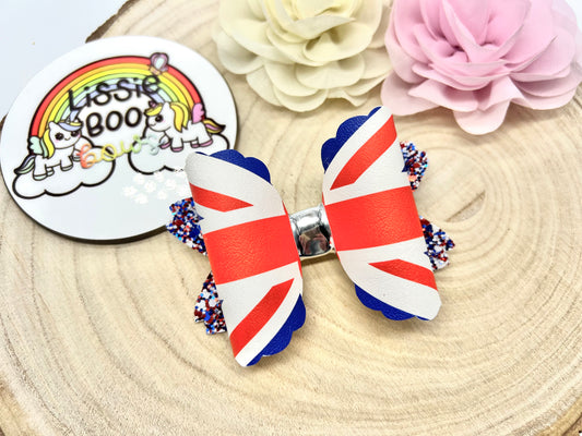 3.5” Union Jack Rhaya hair bow