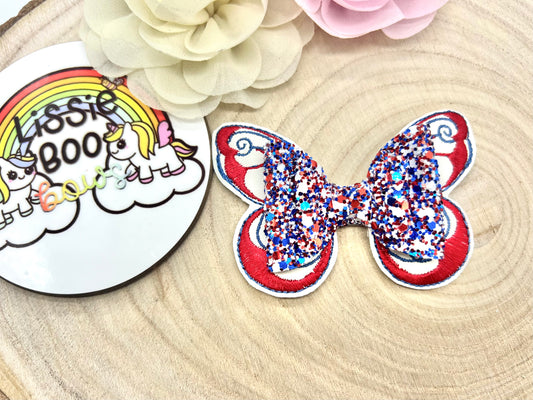 Union Jack glitter butterfly accessory 3”
